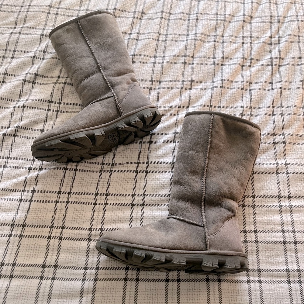 UGG Australia Sundance II Grey Suede Tall Sheepskin Boots 5845 Womens 8